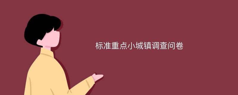 标准重点小城镇调查问卷