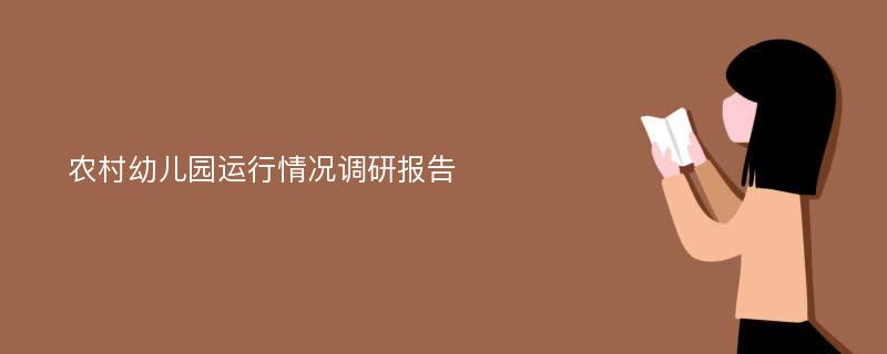 农村幼儿园运行情况调研报告