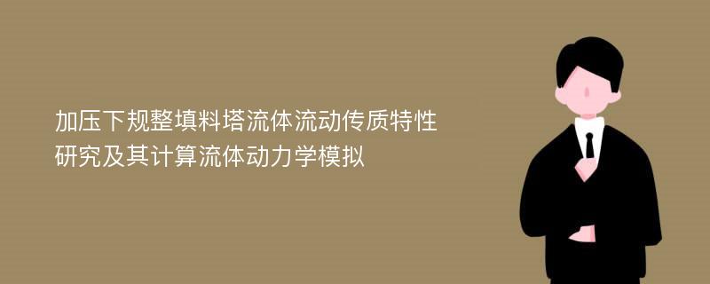 加压下规整填料塔流体流动传质特性研究及其计算流体动力学模拟