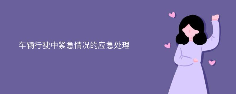 车辆行驶中紧急情况的应急处理