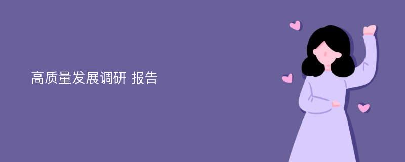 高质量发展调研 报告